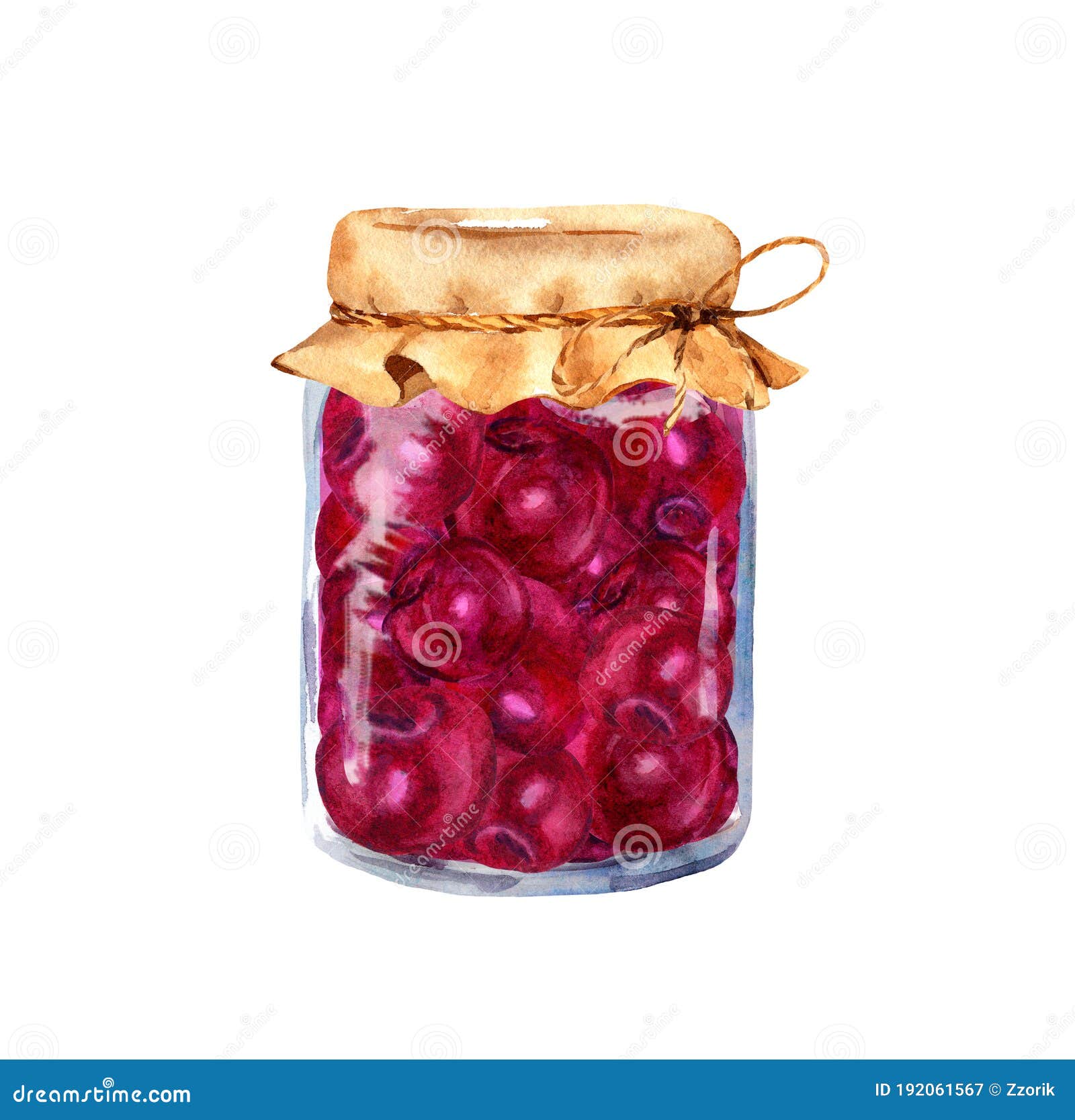 Download Cherry Jam In Glass Jar. Watercolor Food Illustration Stock Illustration - Illustration of ...