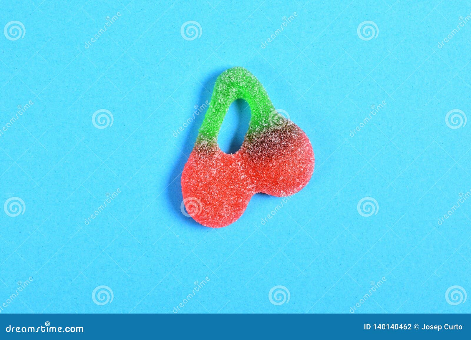 Cherry Jelly Candy on Blue Background Stock Photo Image of cherry