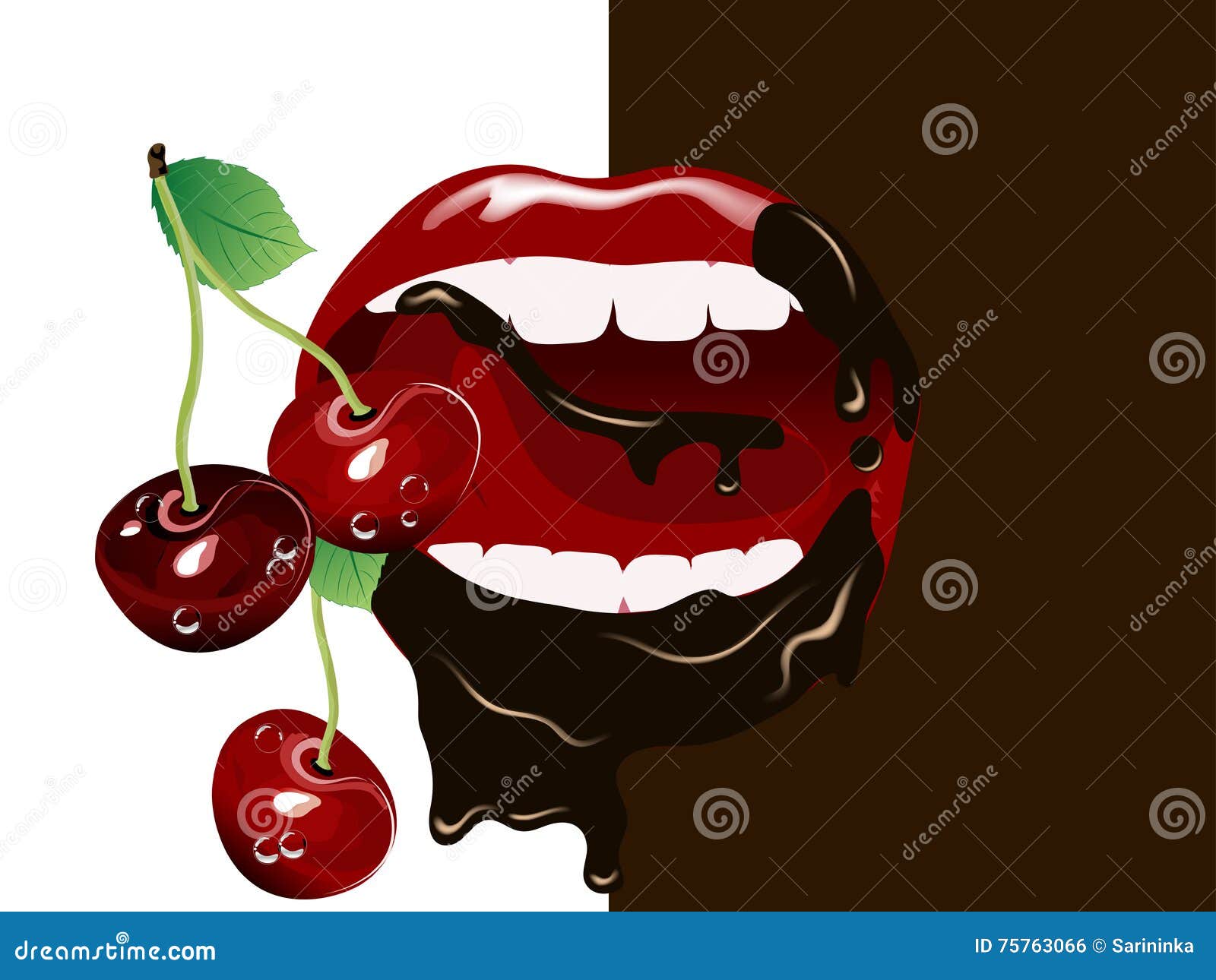 Cherry Lips Stock Vector Illustration Of Fruit Tooth 75763066 