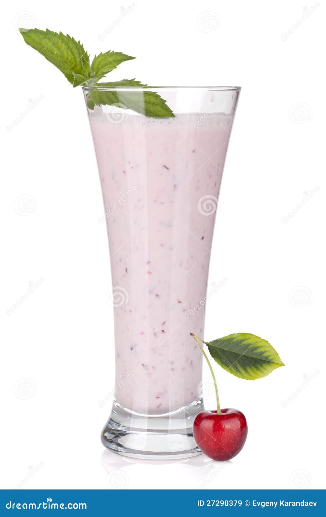 Cherry Milk Smoothie with Mint Stock Image Image of berry, liquid