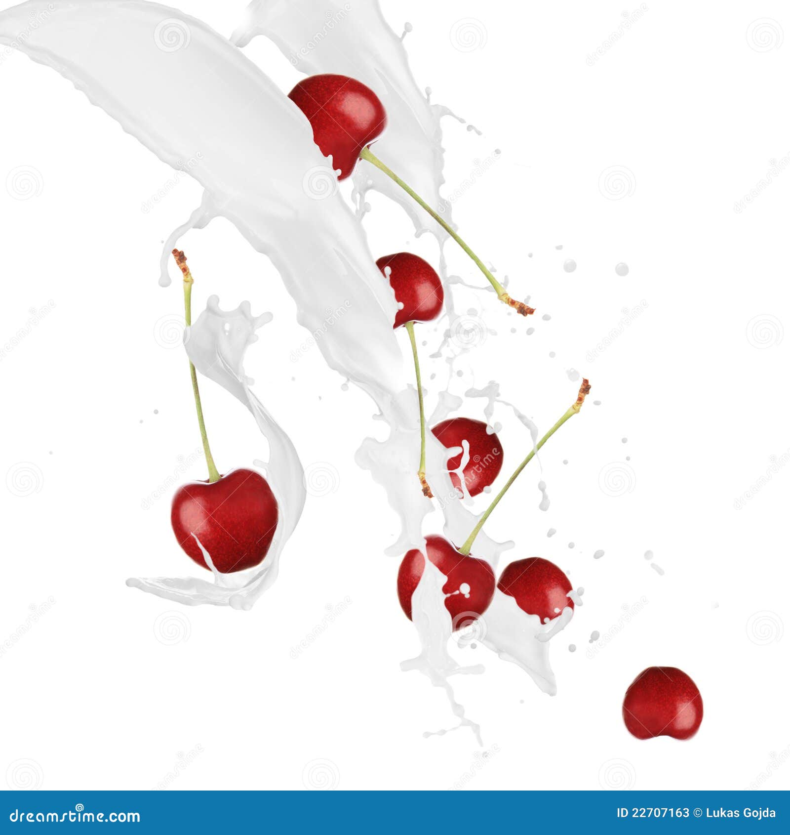 Cherry in milk splash stock illustration. Illustration of freshness