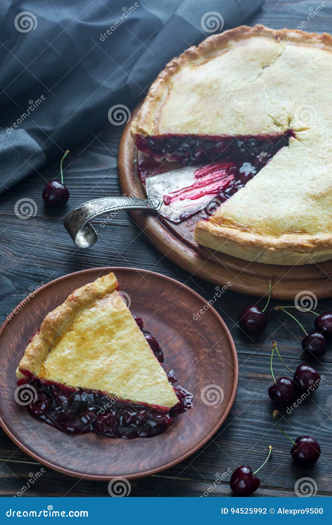 Cherry Pie on the Wooden Background Stock Photo Image of lunch, cake