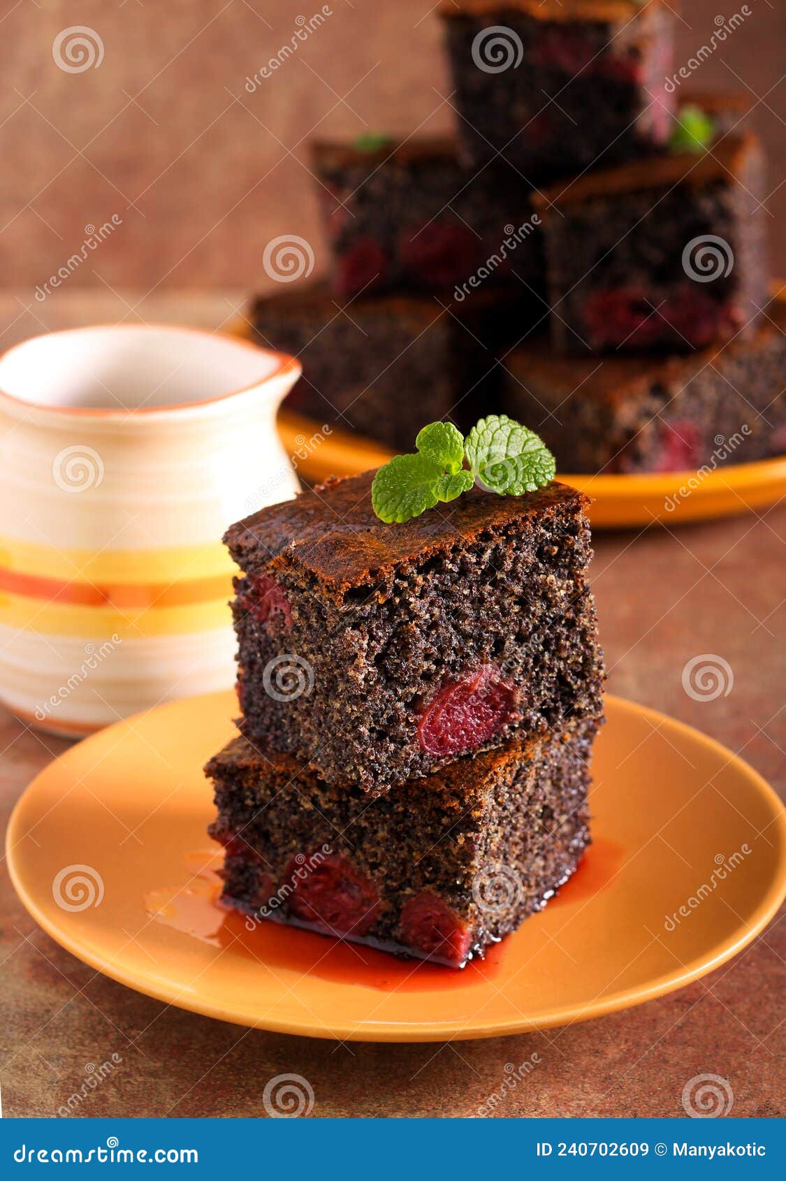 Cherry poppy seed cake stock image. Image of berry, snack 240702609