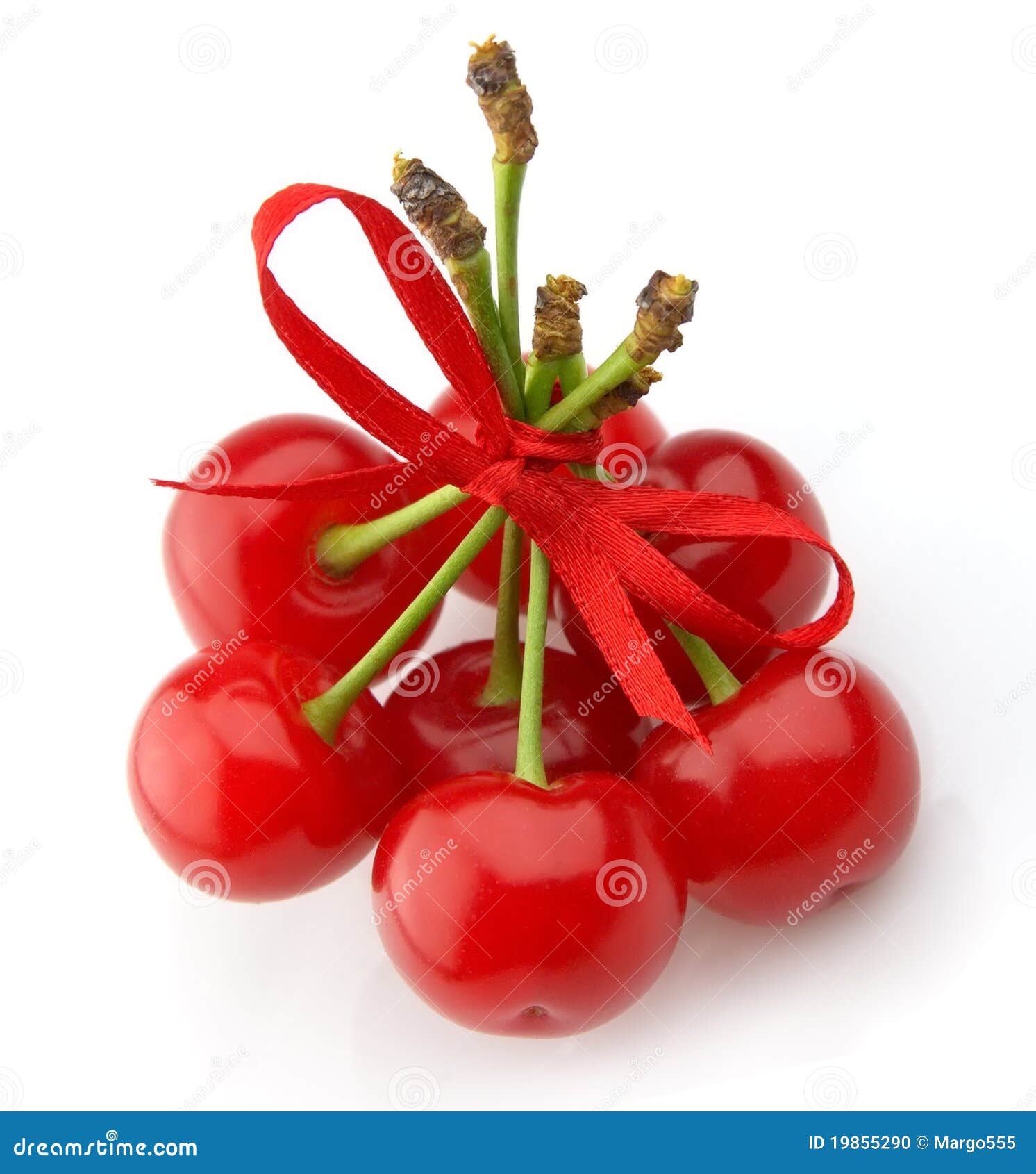 Cherry with a red ribbon stock photo. Image of ribbon 19855290