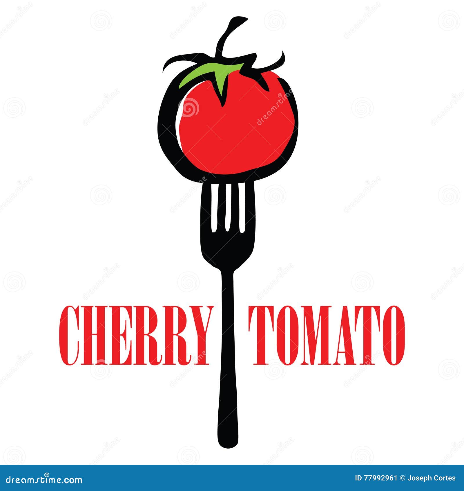 cherry red tomato on a black cool fork  in  formant