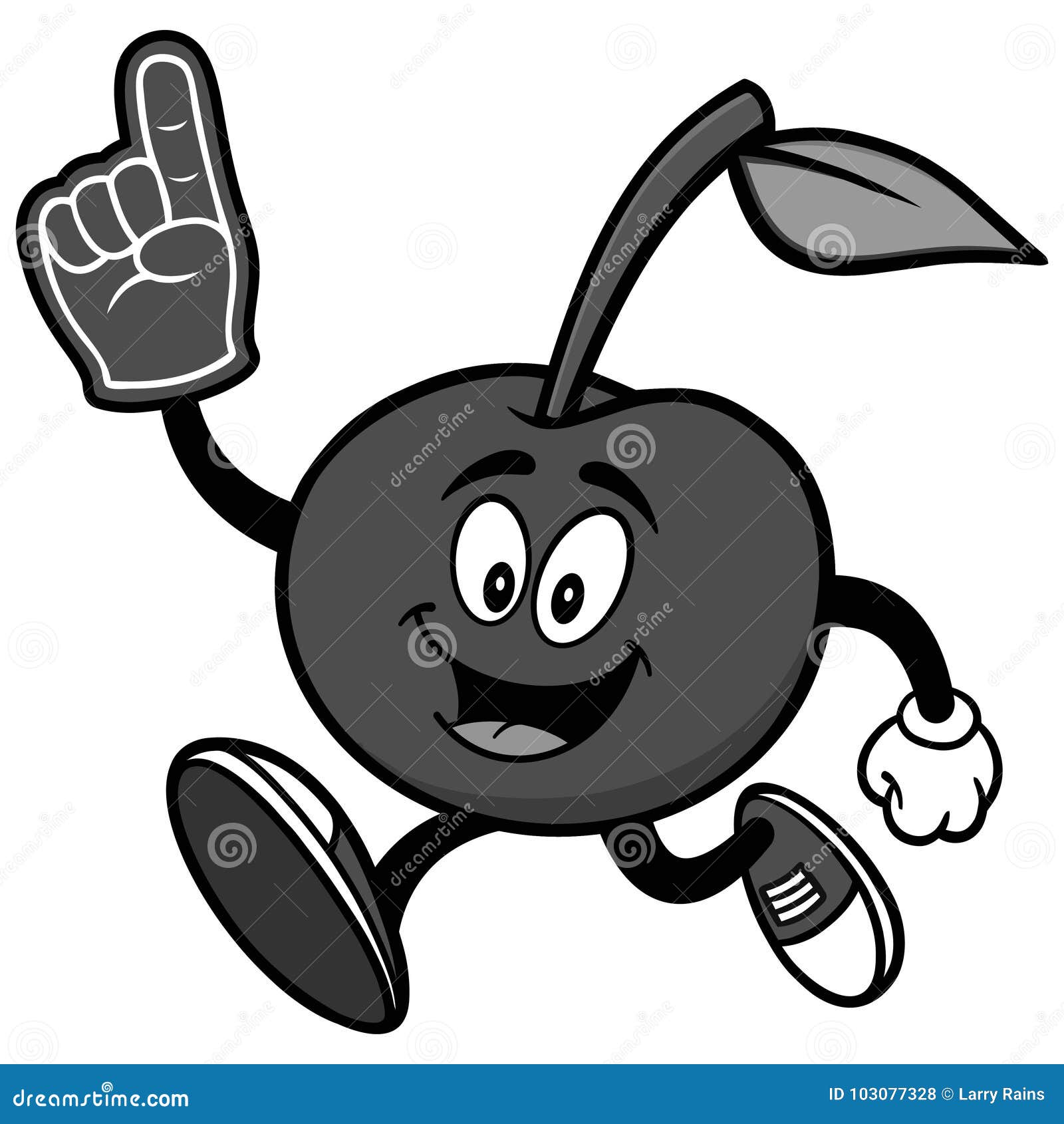Cherry Running with Foam Finger Illustration Stock Vector