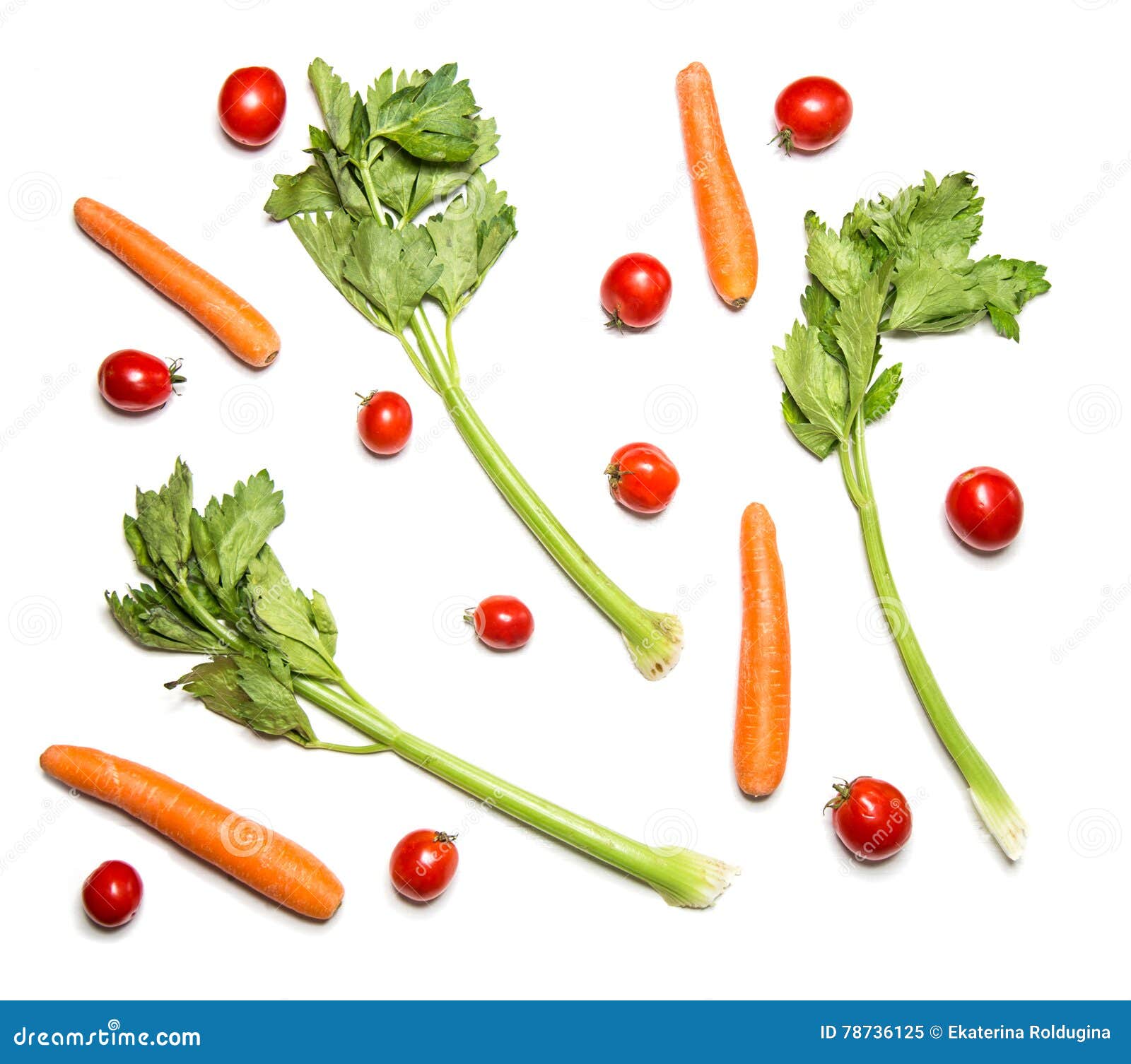 Cherry Tomatoes, Celery and Carrots Isolated on White Top View. Stock Image Image of carrot