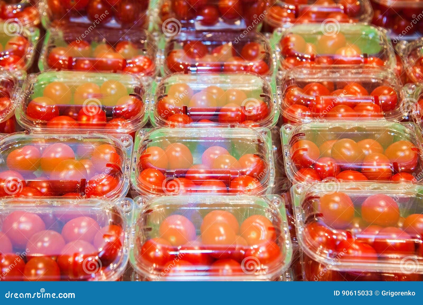 Cherry Tomatoes Packed in Plastic Containers Stock Image Image of