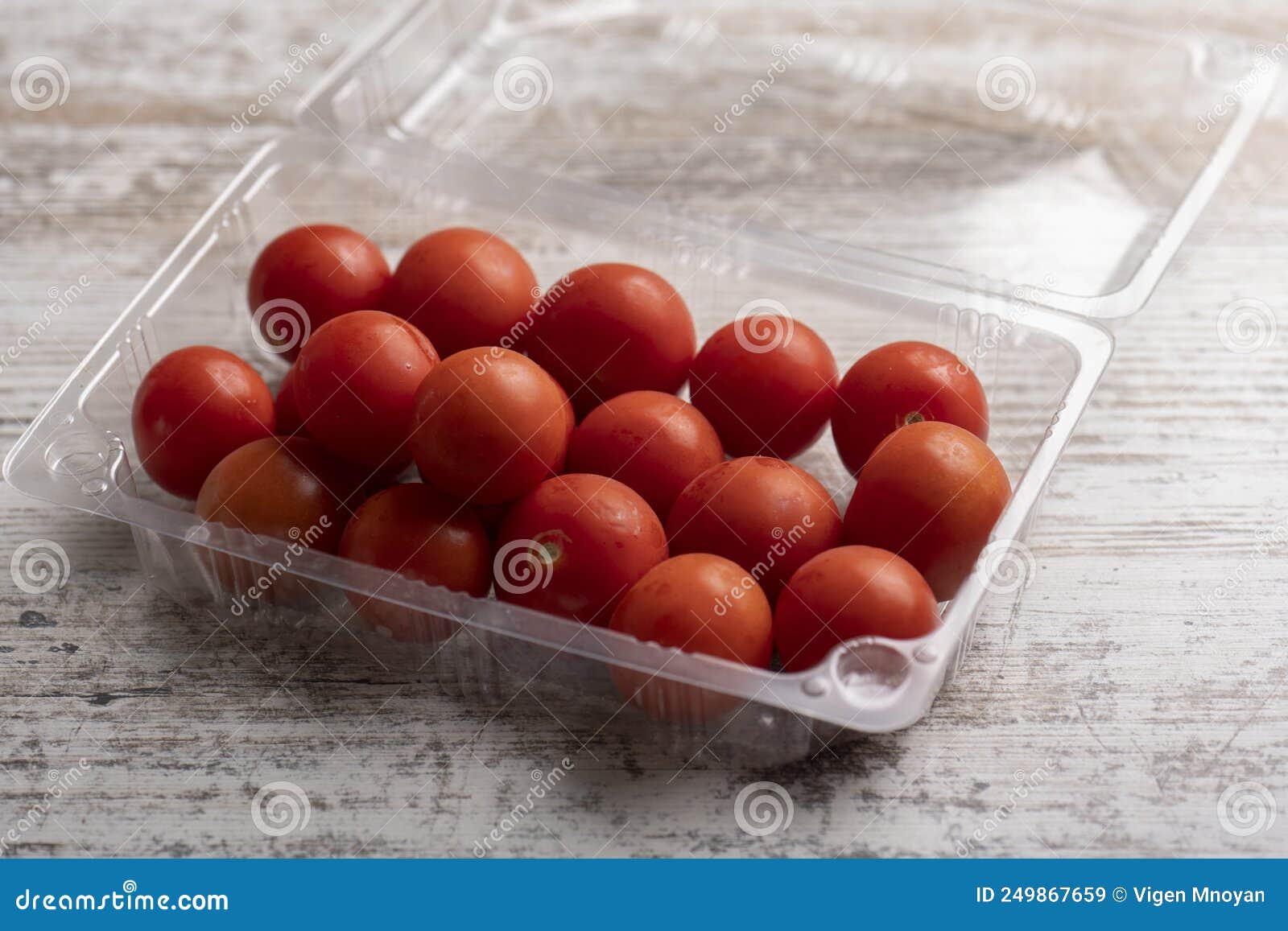 Cherry Tomatoes in Plastic Containers Stock Image Image of salad