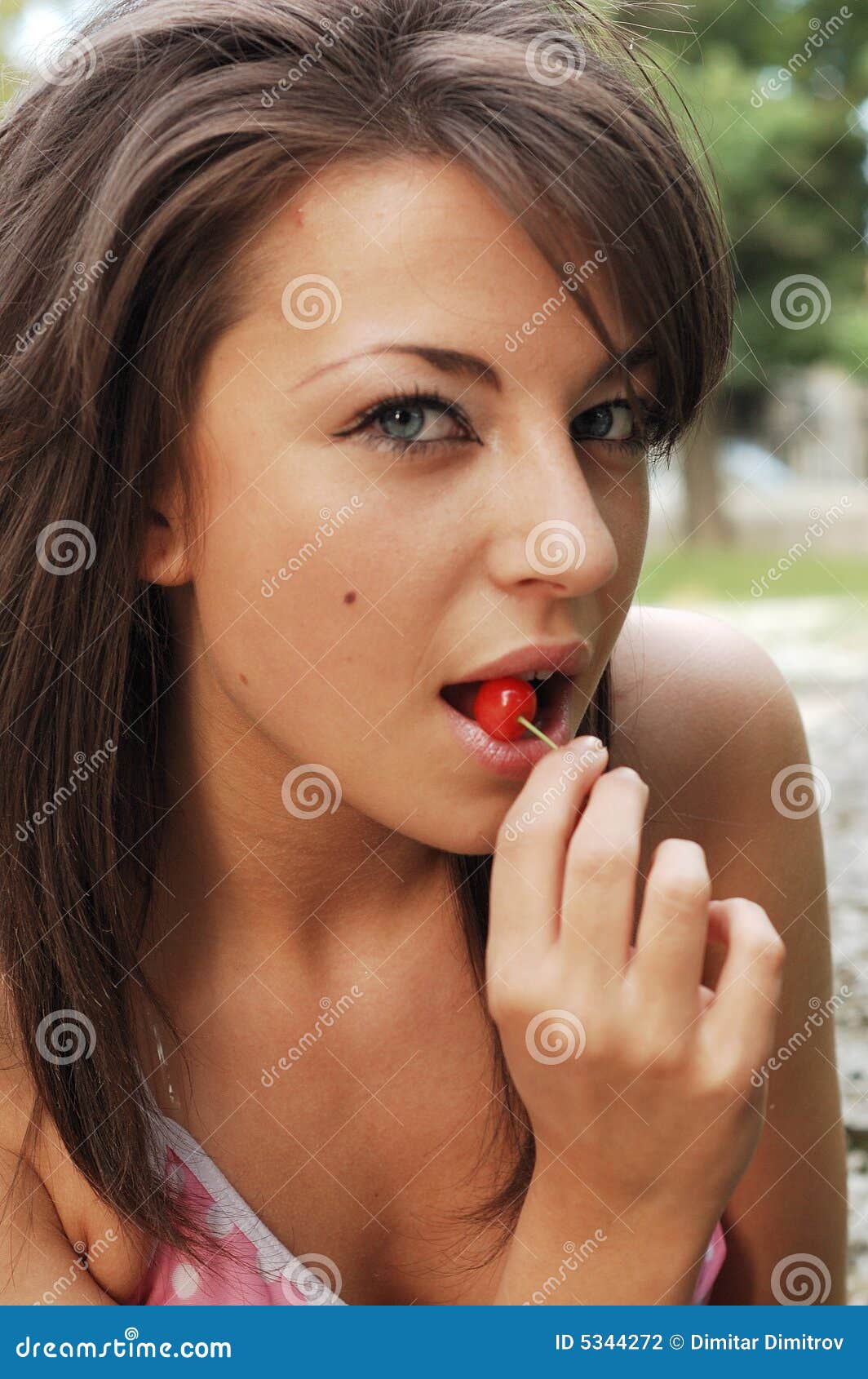 Cherry woman stock photo. Image of enjoy, pretty, fruit 5344272