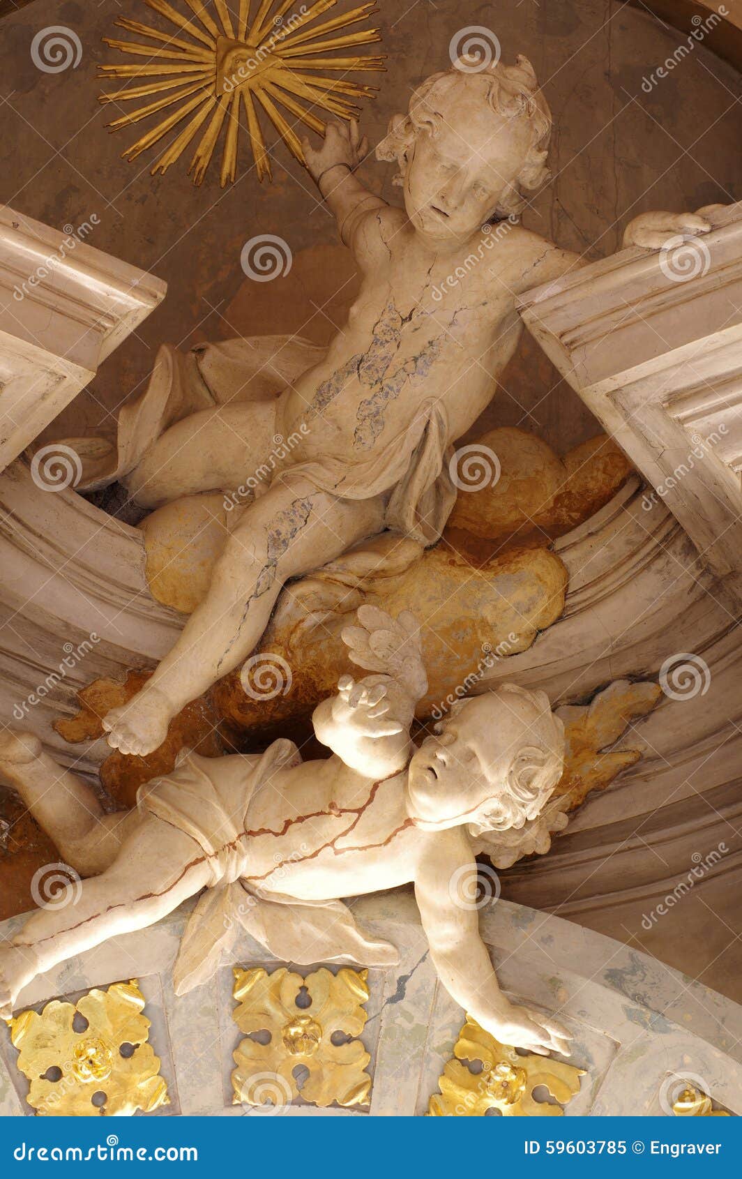 Cherubs Baroque Religion Art Sculpture Stock Image Image of gold