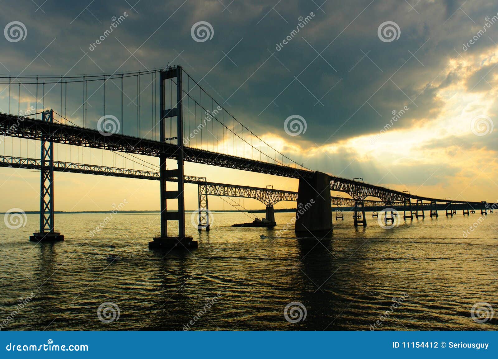 chesapeake bay bridges from a cruise ship deck