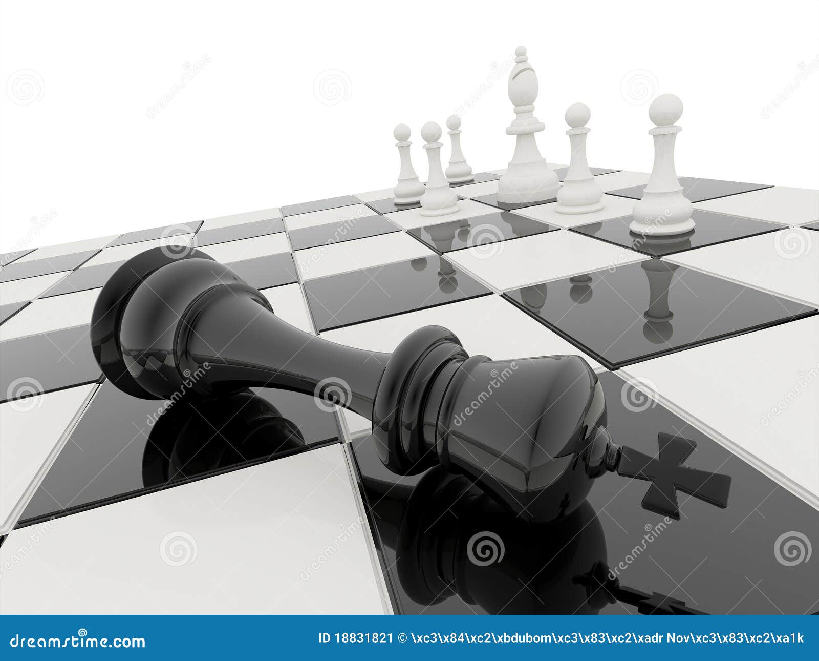 Strategic Game Of Chess 3d Rendered Chess Board And Clock On Blue