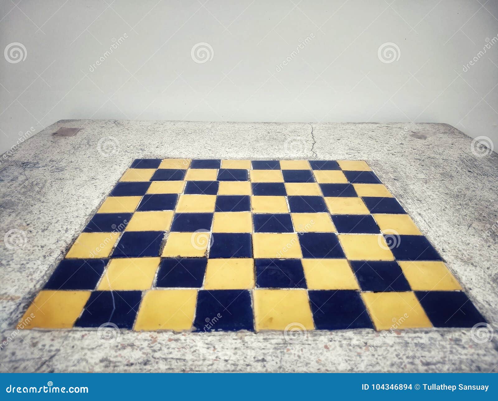 The Chess Board Built in the Mable Table. Stock Photo Image of