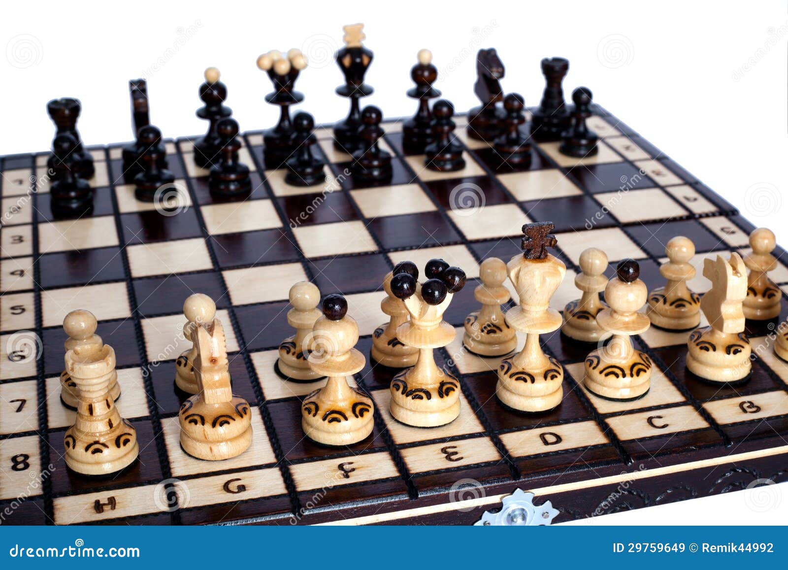 Chess board with figures during chess play