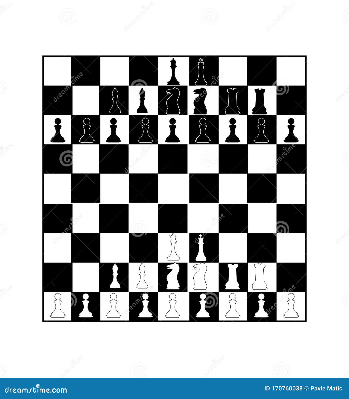 Chess board with figures in white background, Stock image