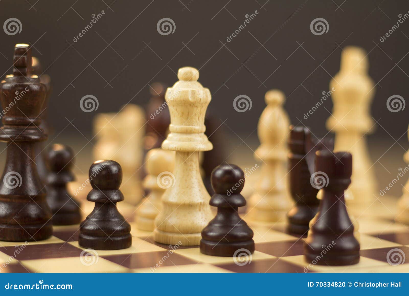 Chess Board with Game in Play Stock Photo Image of intelligence