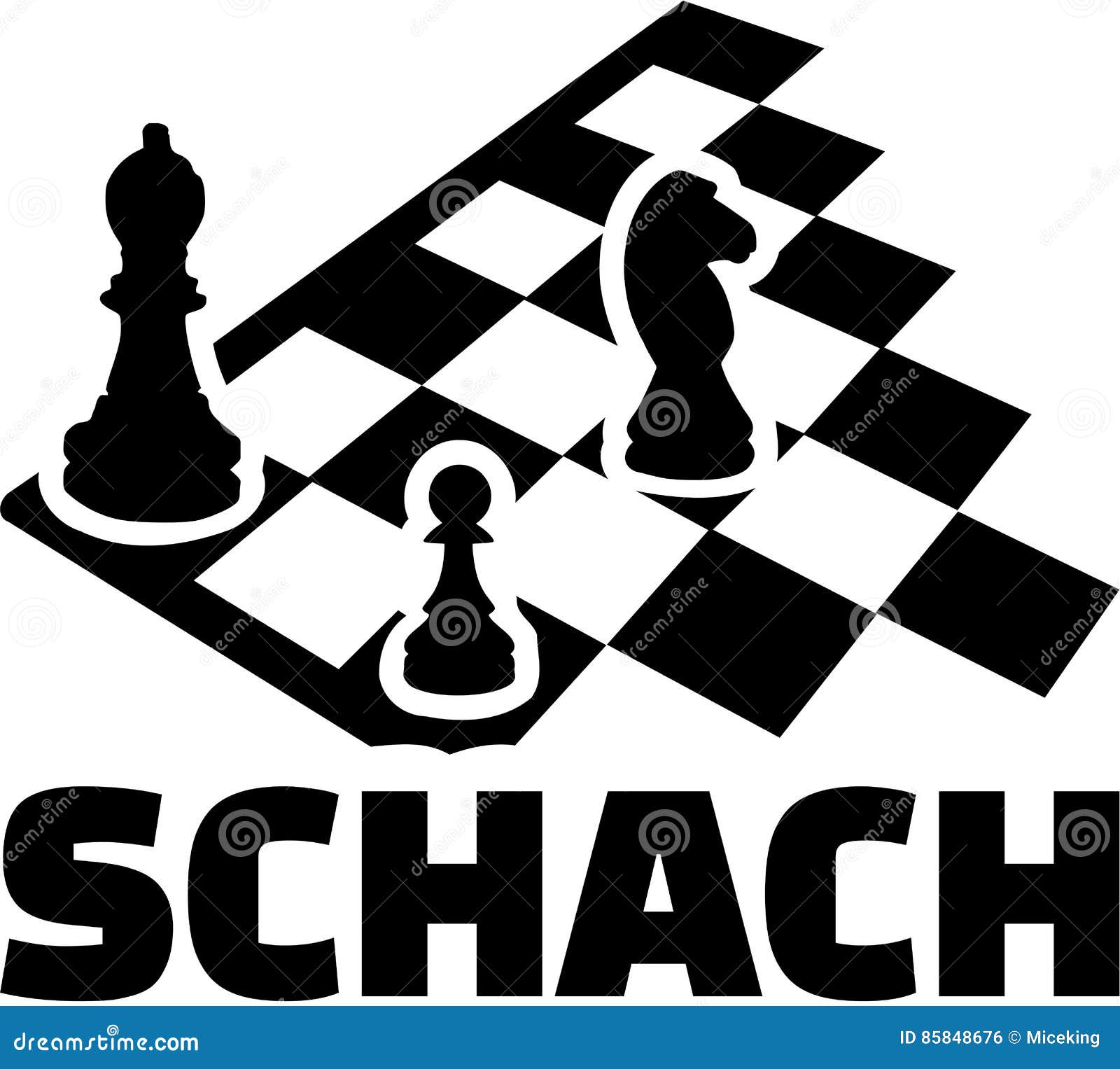 Chess Board with German Word. Pawn and Horse. Stock Vector