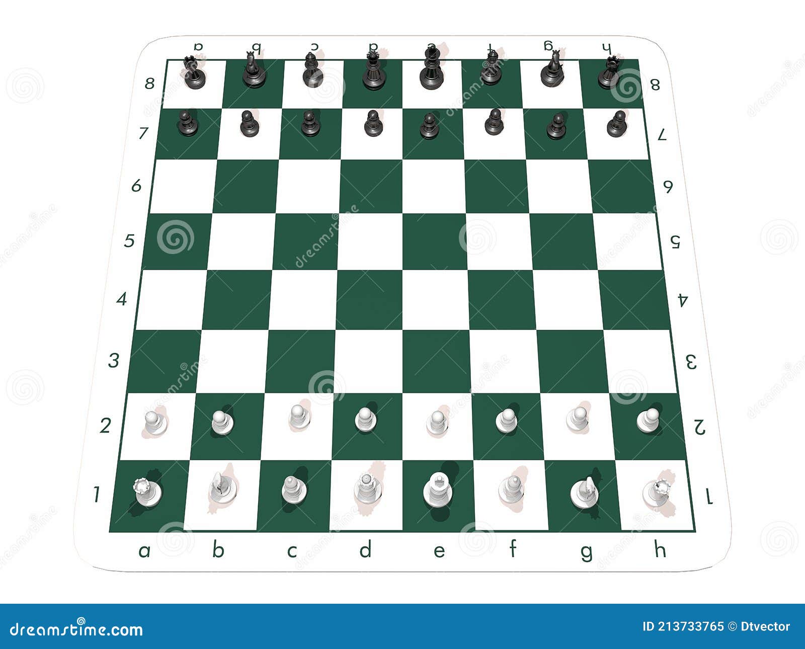 chess board green full set chess small top white front