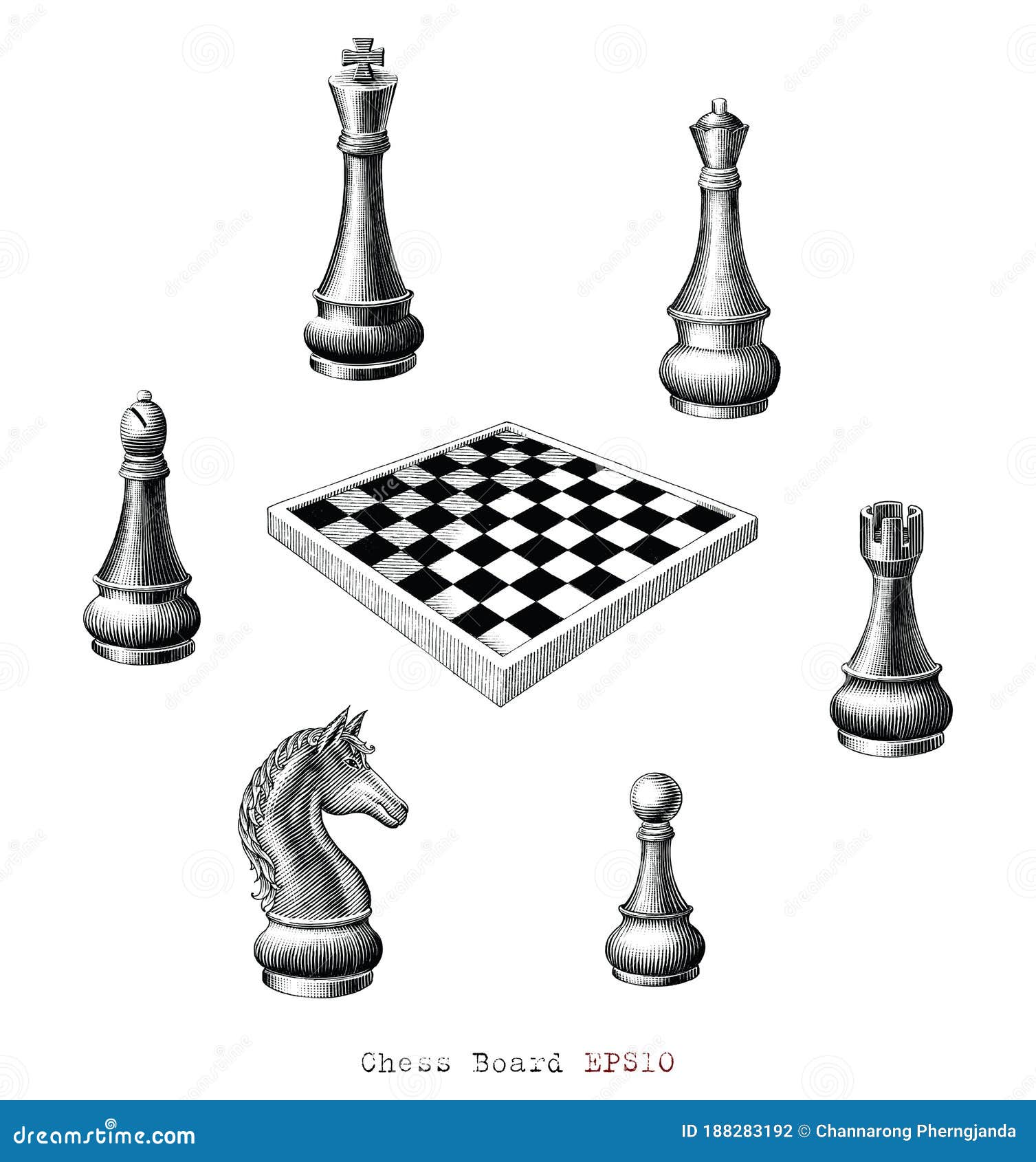 Chessboard Drawing With Figures. Royalty Free SVG, Cliparts, Vetores, e  Ilustrações Stock. Image 53482193.