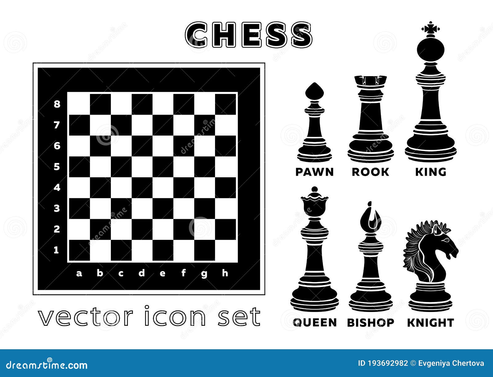 Chess piece name set Royalty Free Vector Image