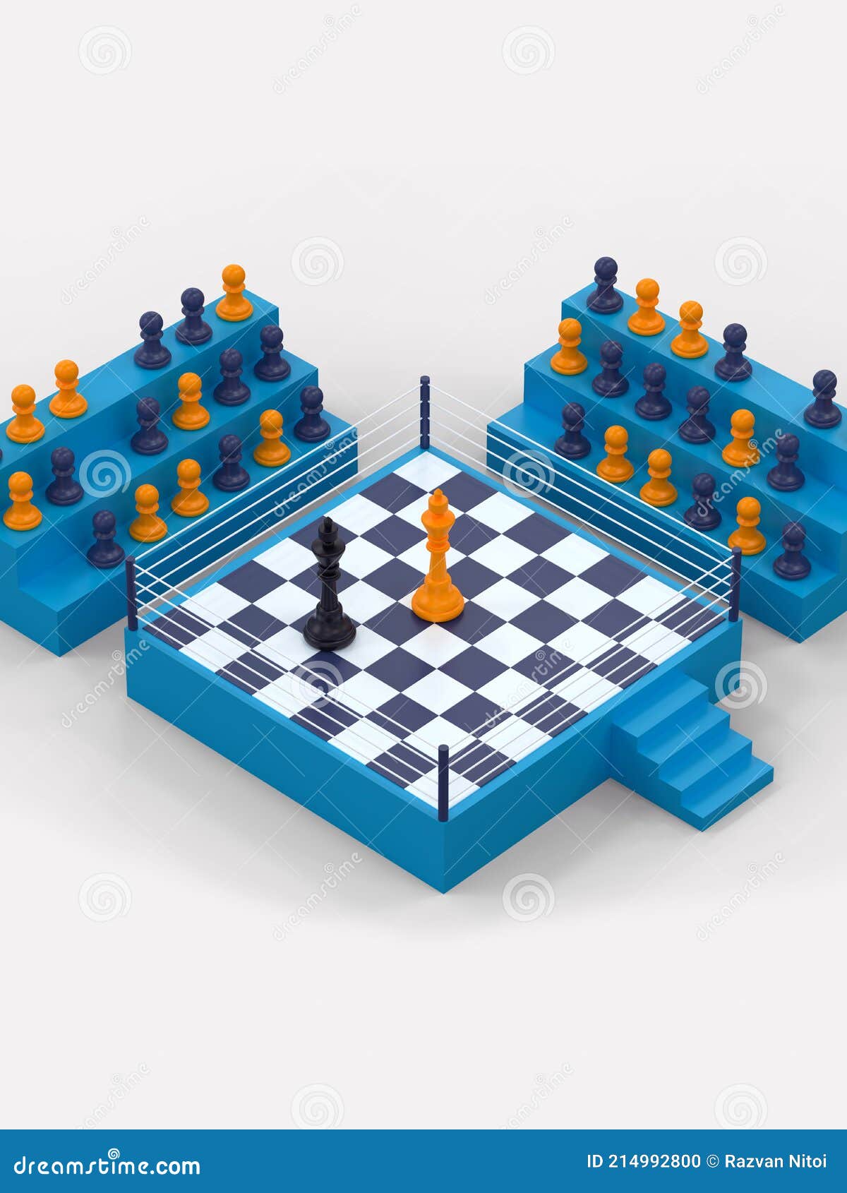 Boxer stuggling with chess game, Stock image