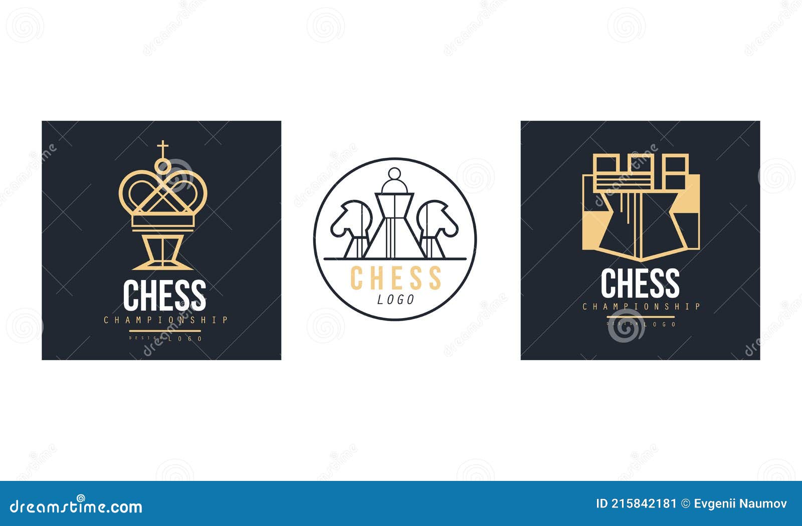 Chess Championship Logo Design Set, Retro Classic Badges, Emblem of ...