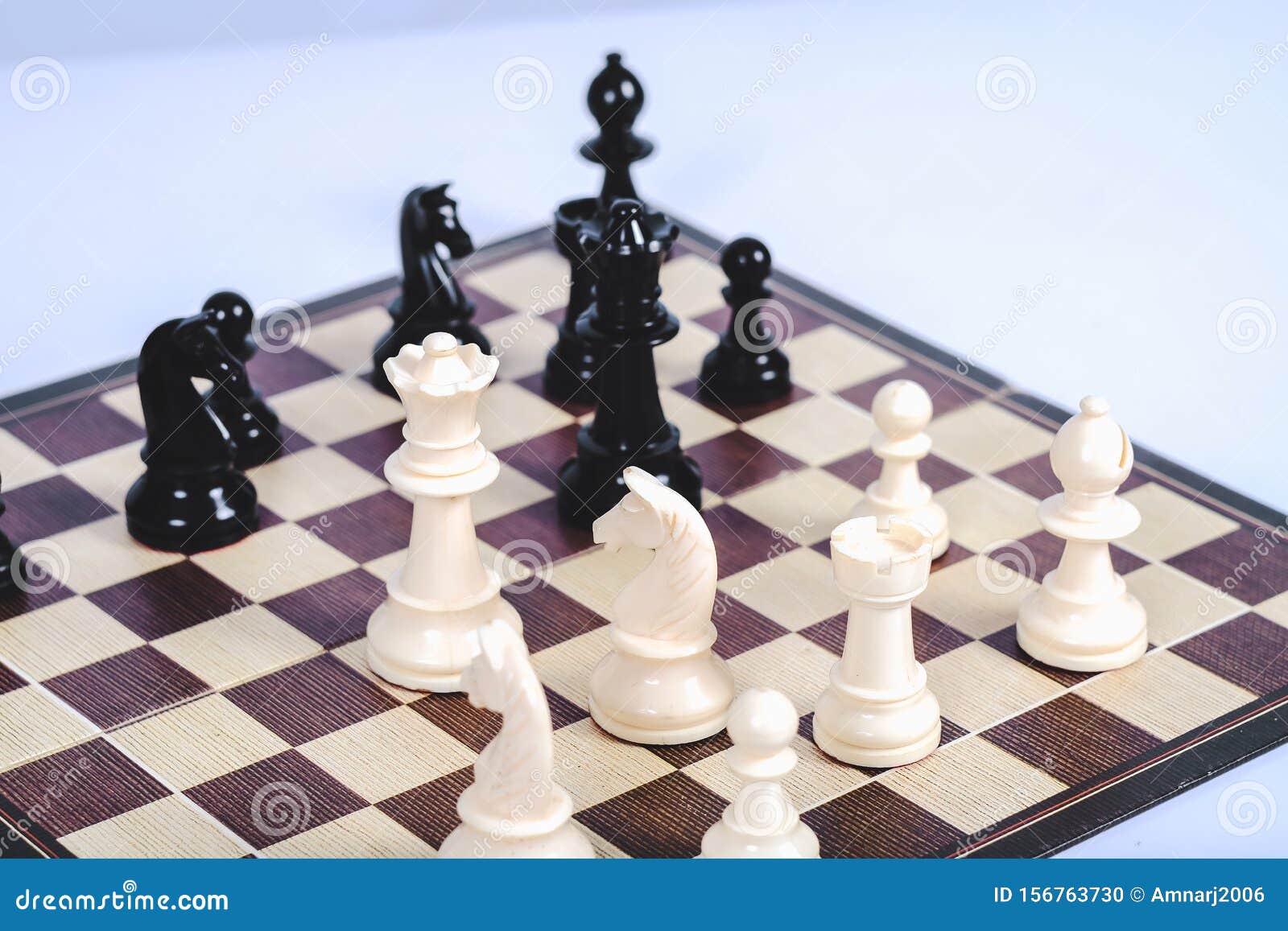 Chess Figure on Board Game Concept for Competition Stock Photo Image