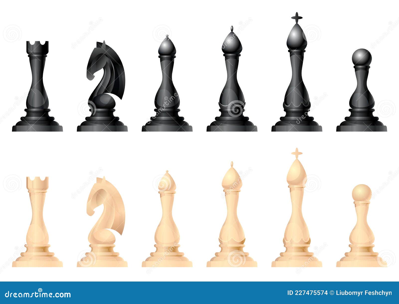 Chess Figures Vector Set. King, Queen, Bishop, Knight or Horse, Rook ...
