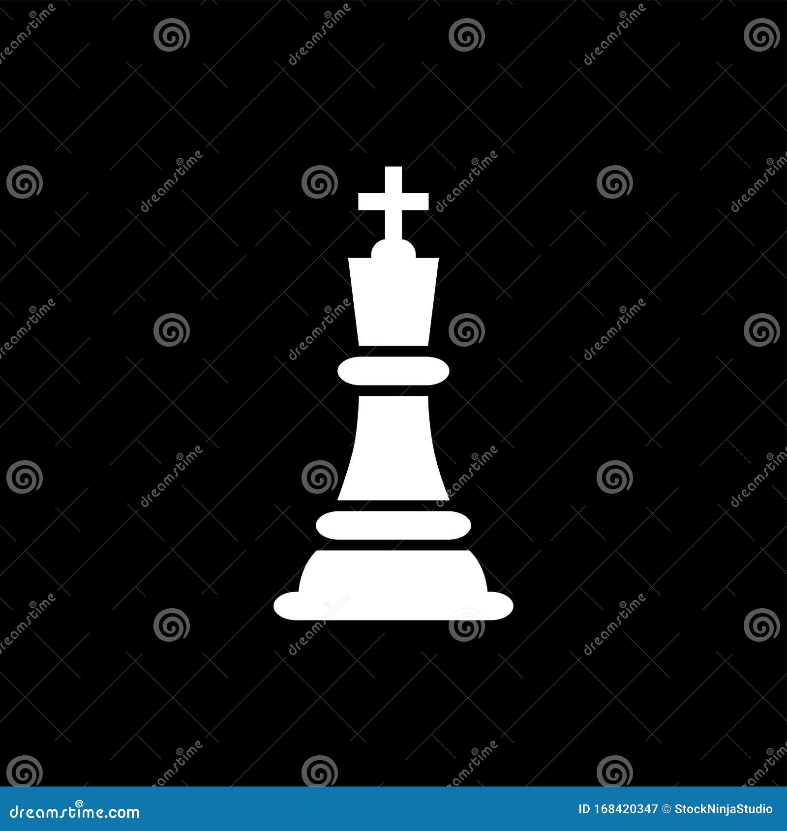 Chess King Icon on Black Background. Black Flat Style Vector ...