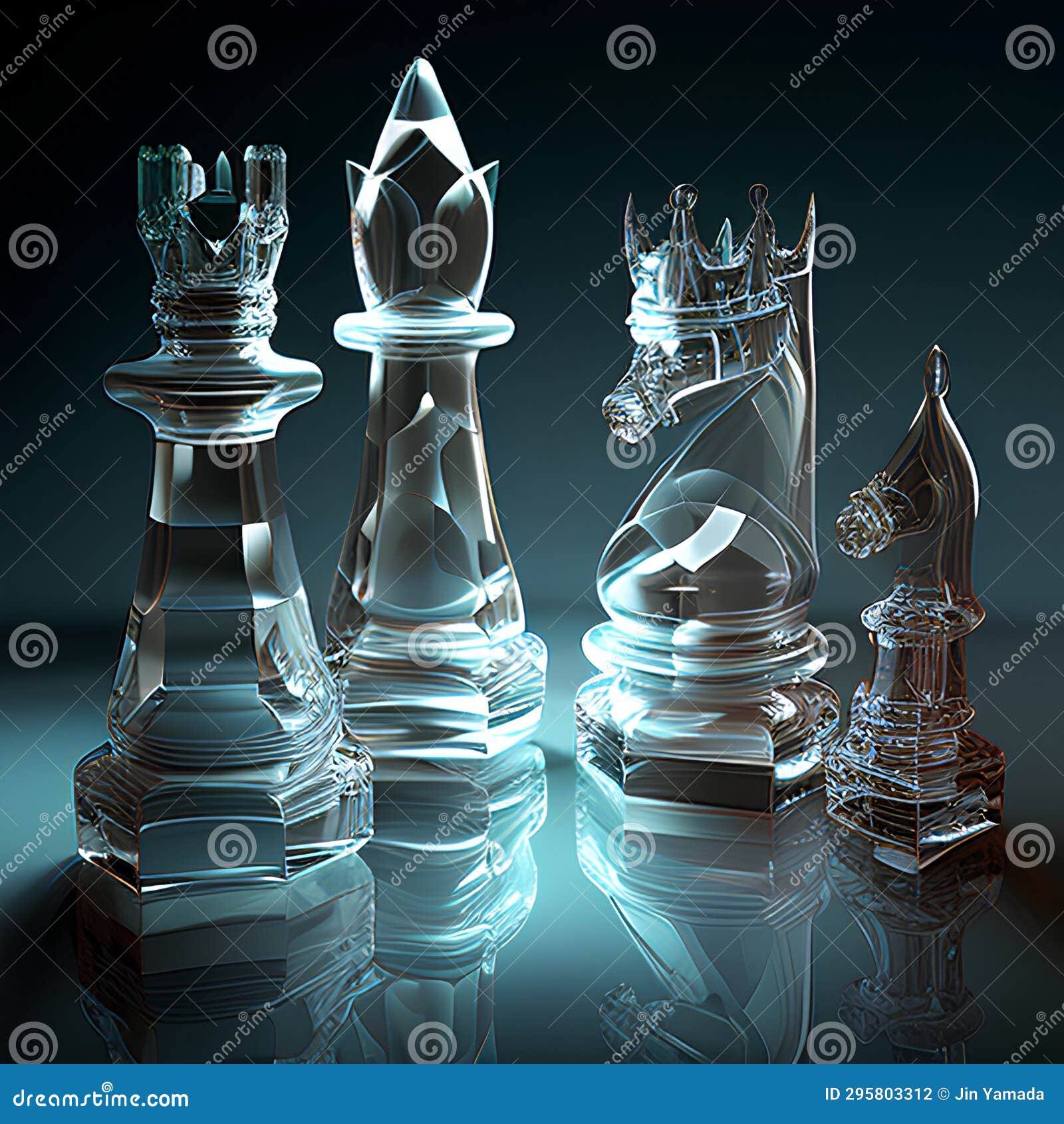 chess king and queen on a dark background. 3d rendering