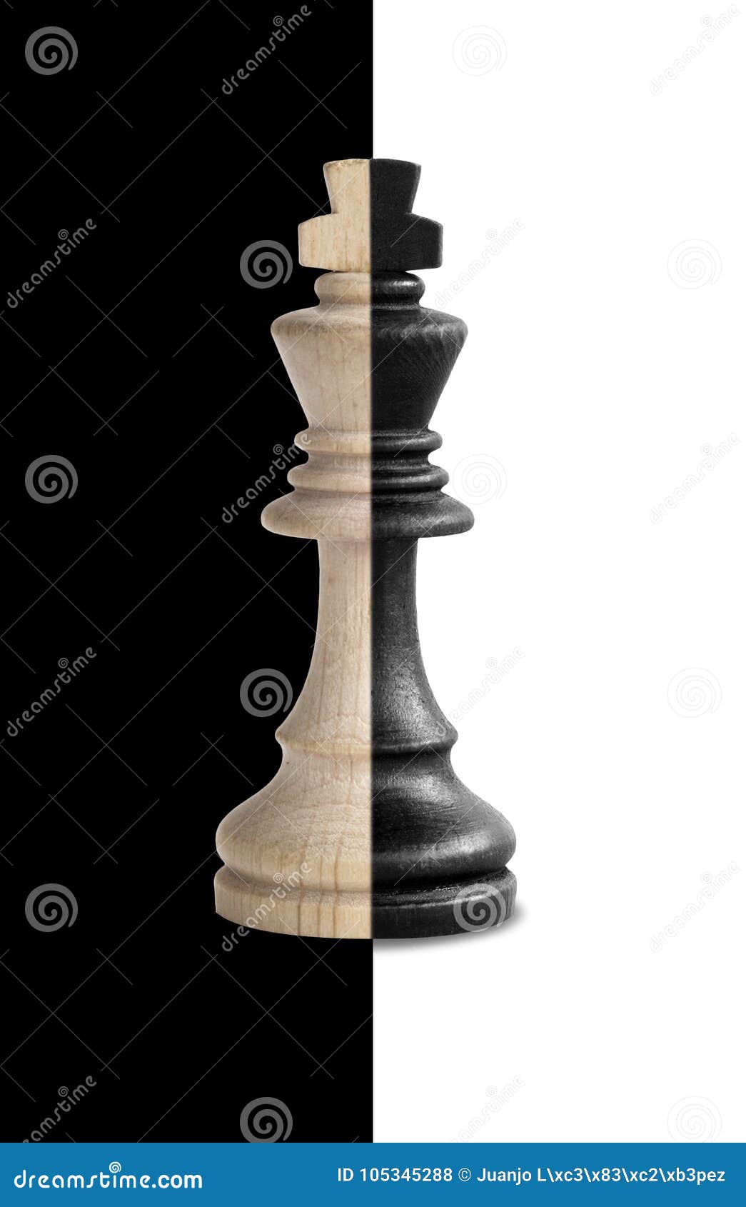 White queen and black king, traditionally confronted in chess game