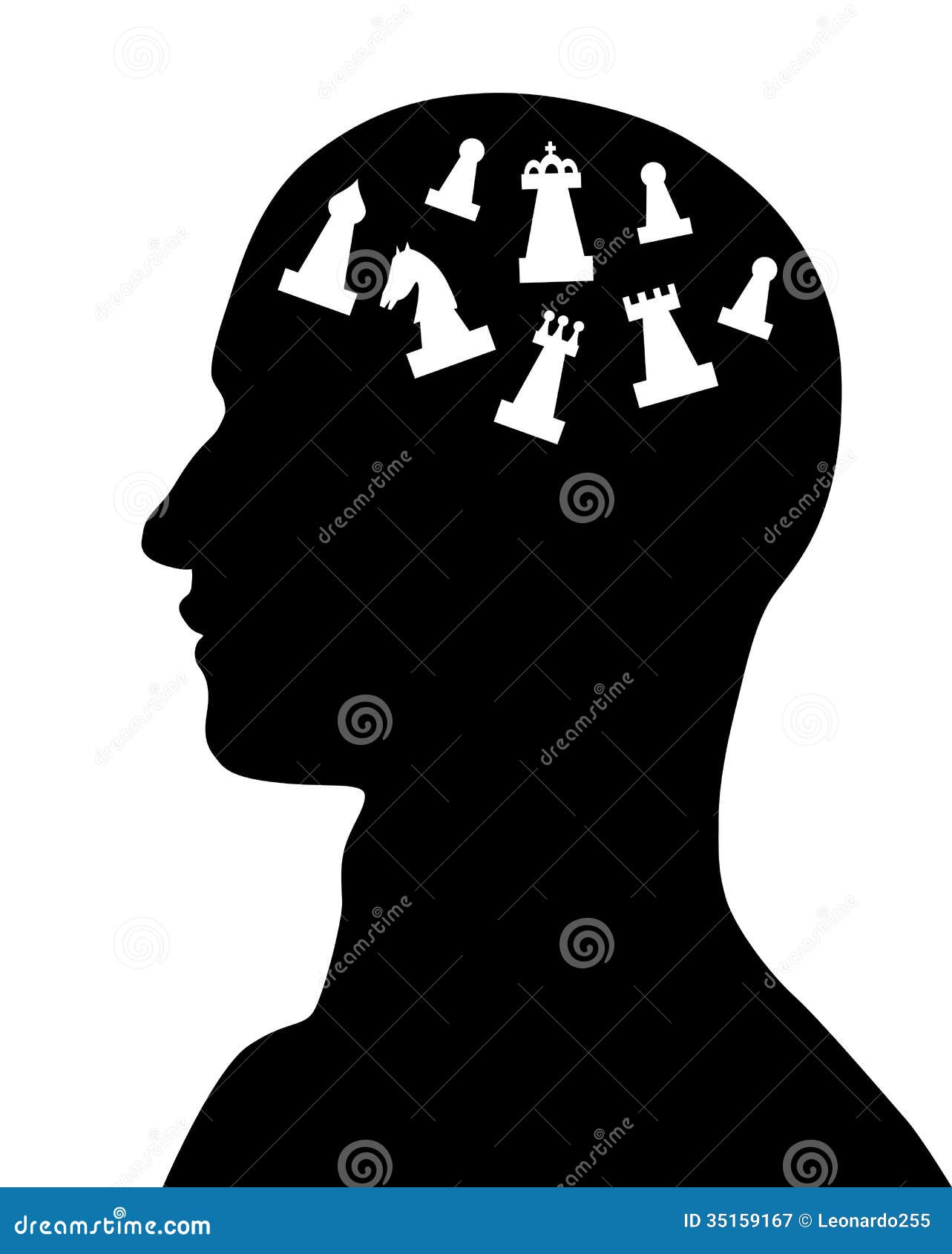Chess in the male mind stock vector. Image of drawing 