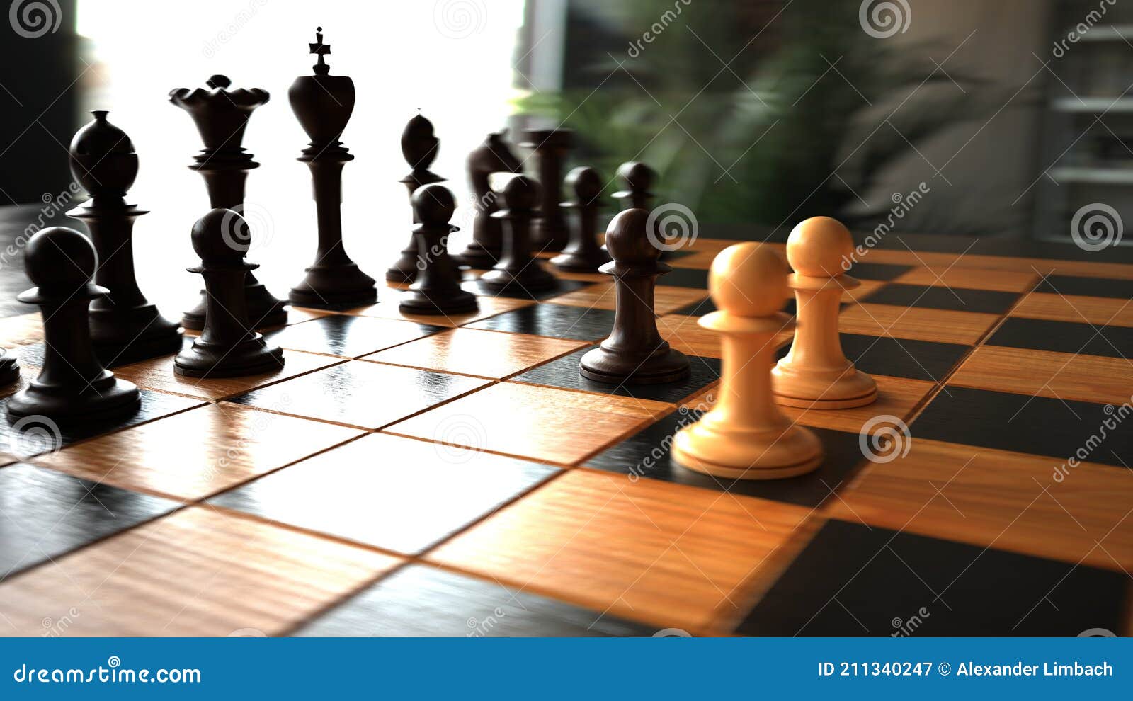 Game Of Chess Queens Gambit Opening Stock Photo - Download Image