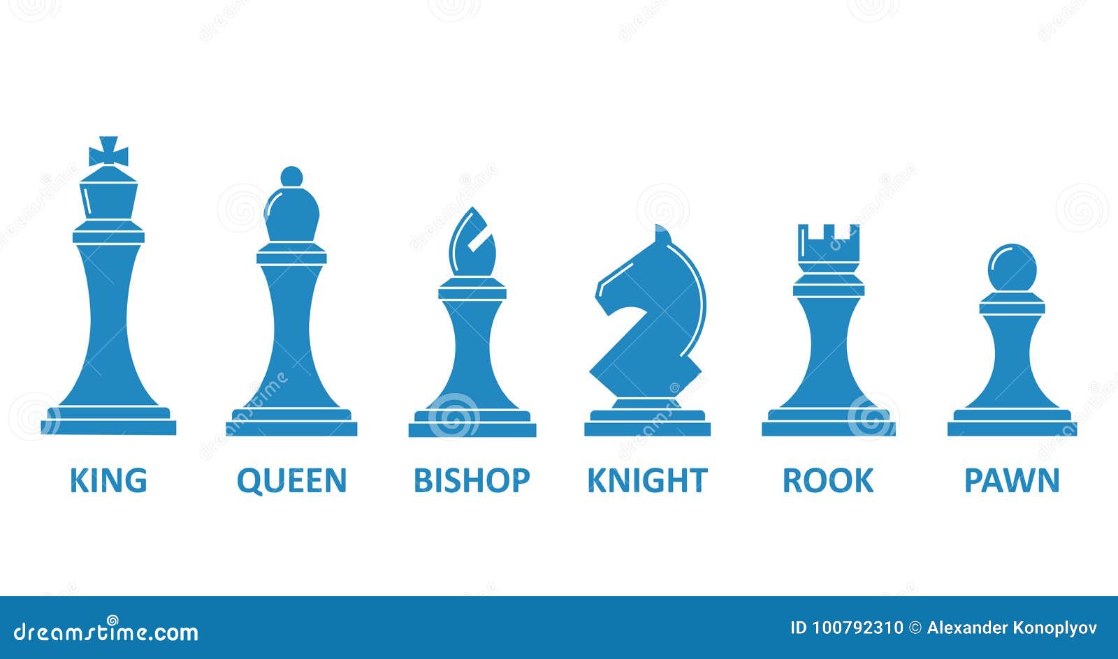 Chess piece name set stock vector. Illustration of flat - 100792310