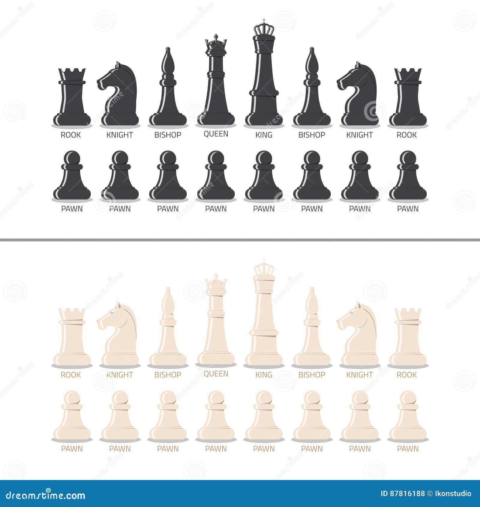 Black chess pieces with names Royalty Free Vector Image
