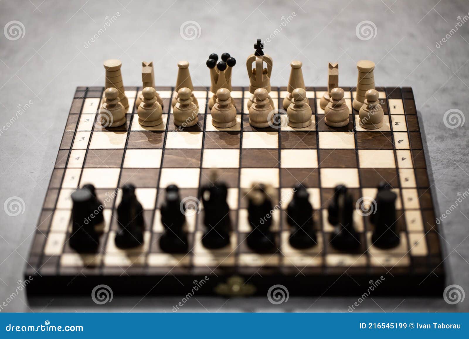 Wooden Chess Pieces On Board, Arranged In Incorrect Initial Position  Selective Focus. White King Is Not In His Cell. Small Mistake, Slight  Inaccuracy Leads To Big Consequences. First Chess Lesson Stock Photo