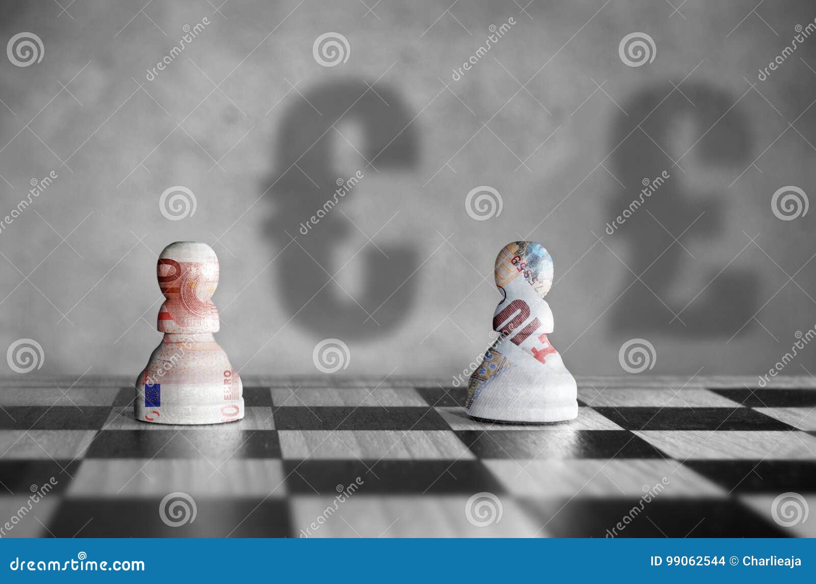 Euro Versus Pound Currency Concept Stock Photo - Image of shadow