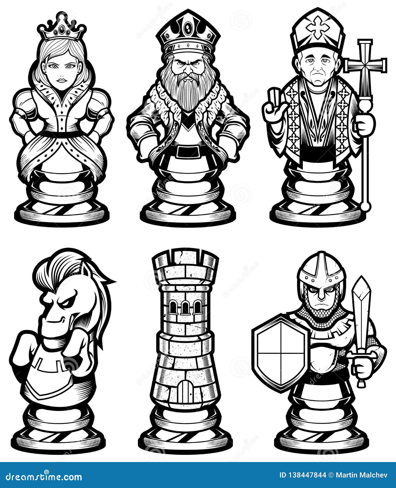 Chess pieces game cartoon Royalty Free Vector Image