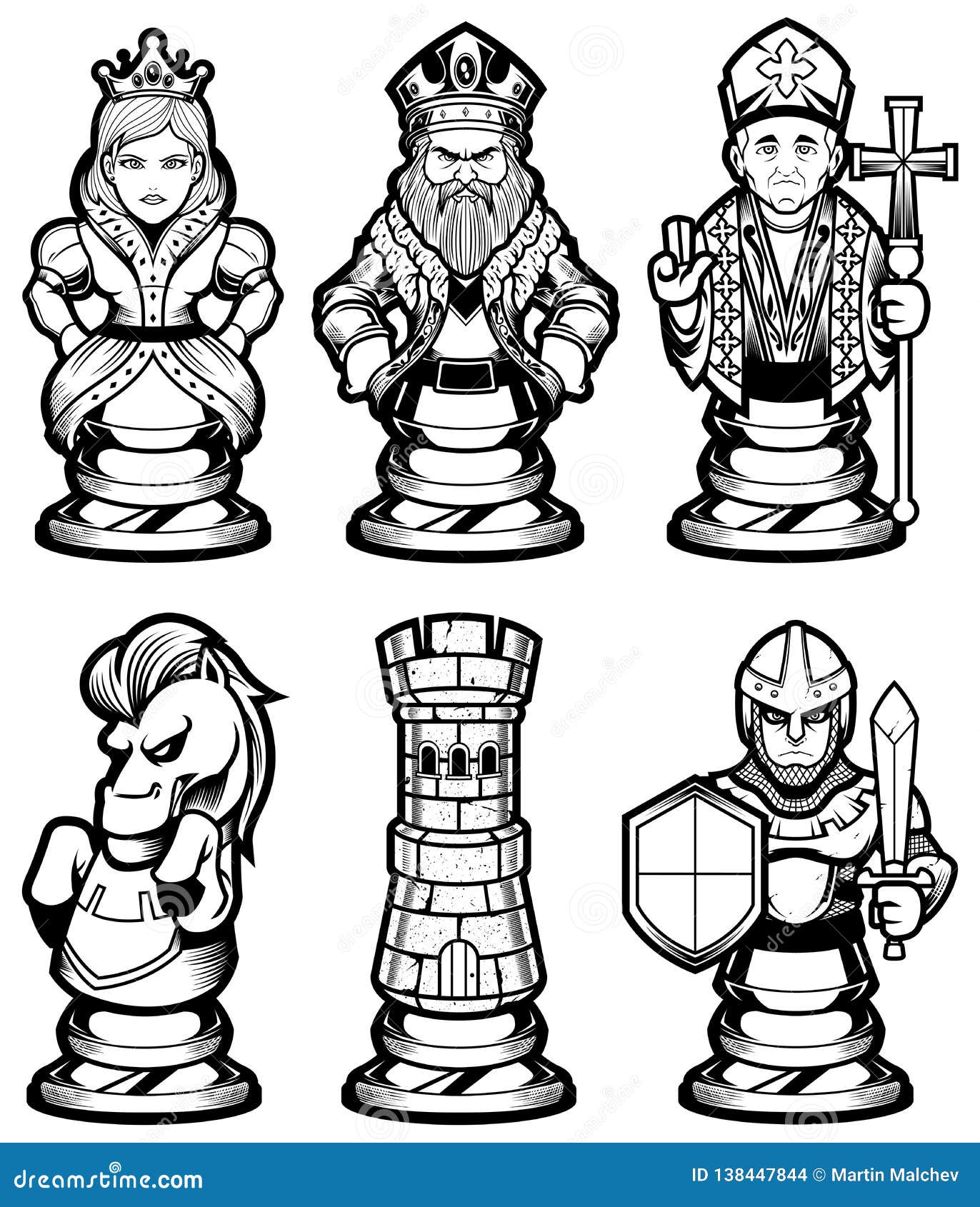 Chess Piece Wall Art Cut-Outs With Pawns, King Queen, Rooks Knights, and  Bishops