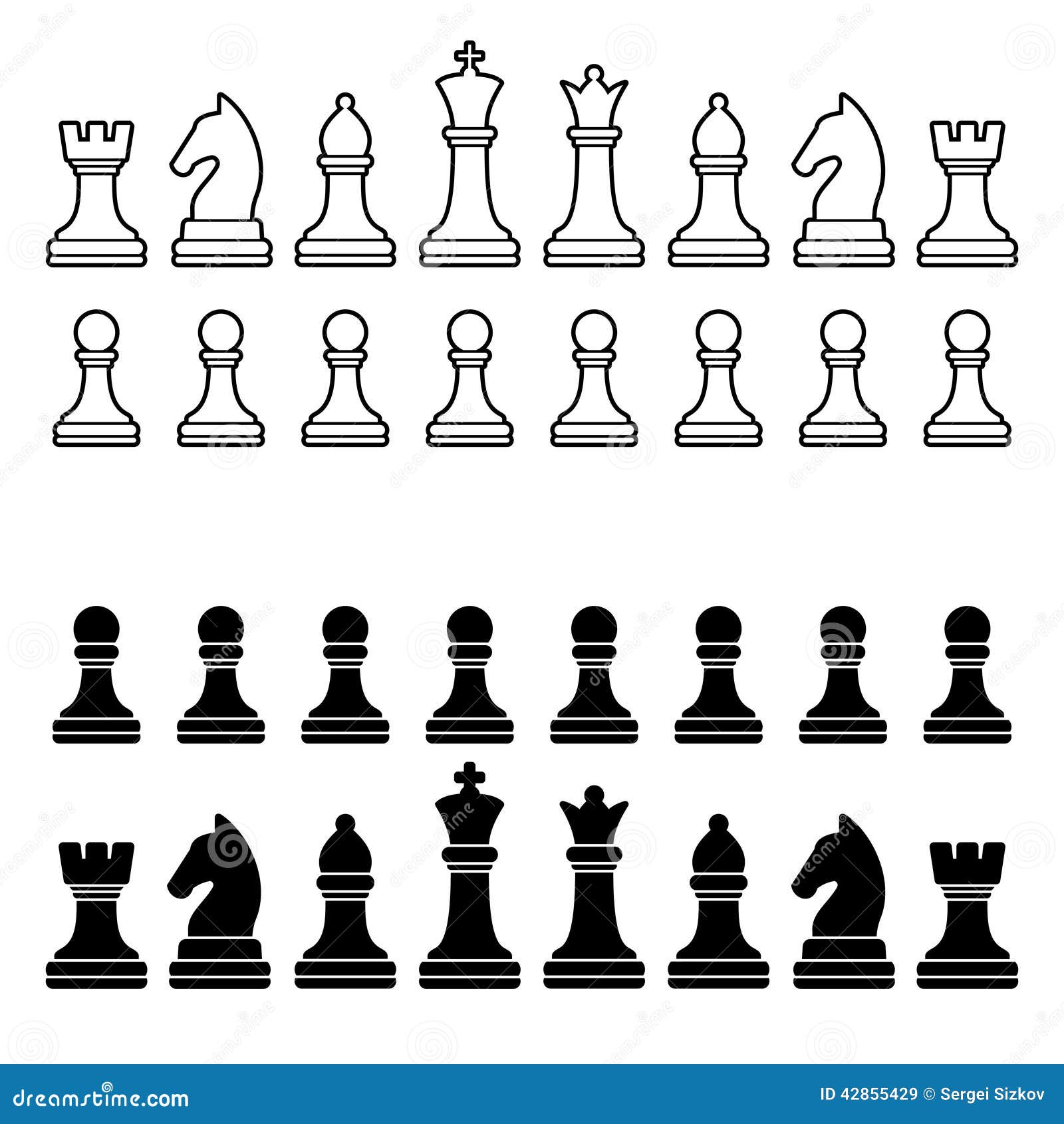 Chess Pieces Silhouette Set Stock Vector - Illustration of design