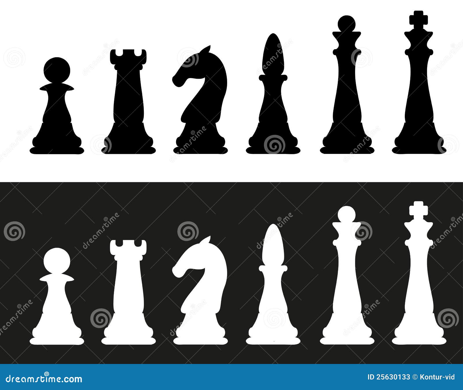 Chess Pieces Silhouette Set Stock Illustration - Illustration of