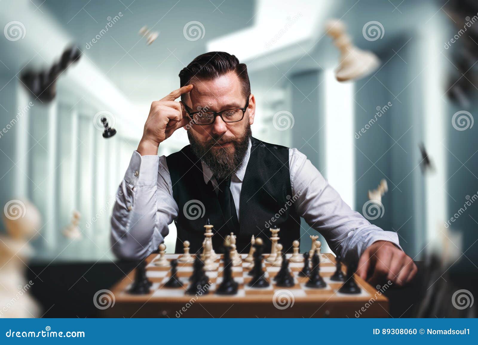 Chess Player Calculate Movies and Game Strategy Stock Photo - Image of  business, pensive: 89308060