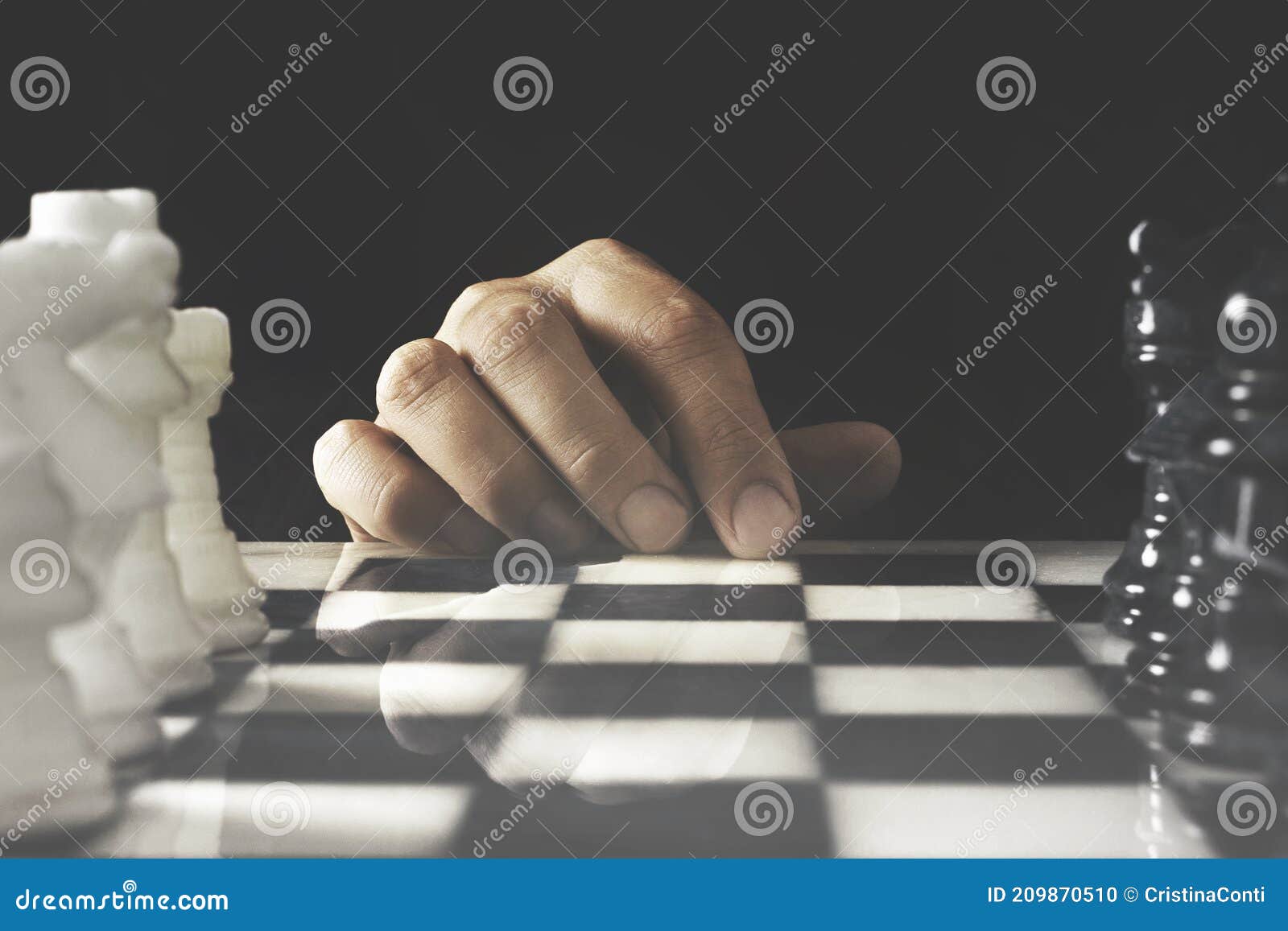 Chess Player Thinks about the Next Move To Make To Win the Game