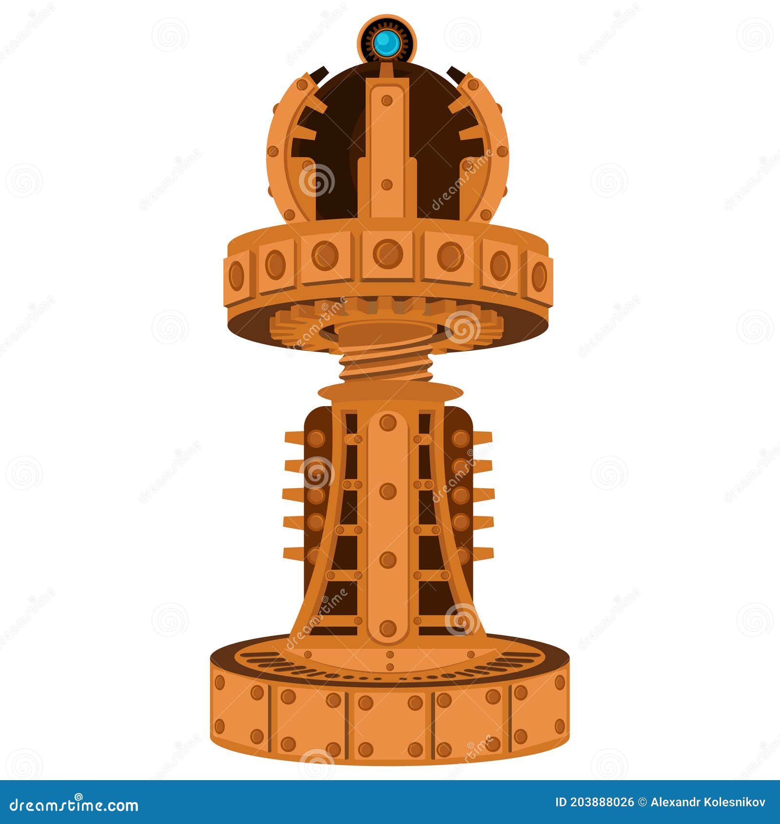 Chess Queen Pawn in the Steampunk Style. Vector Illustration on the ...