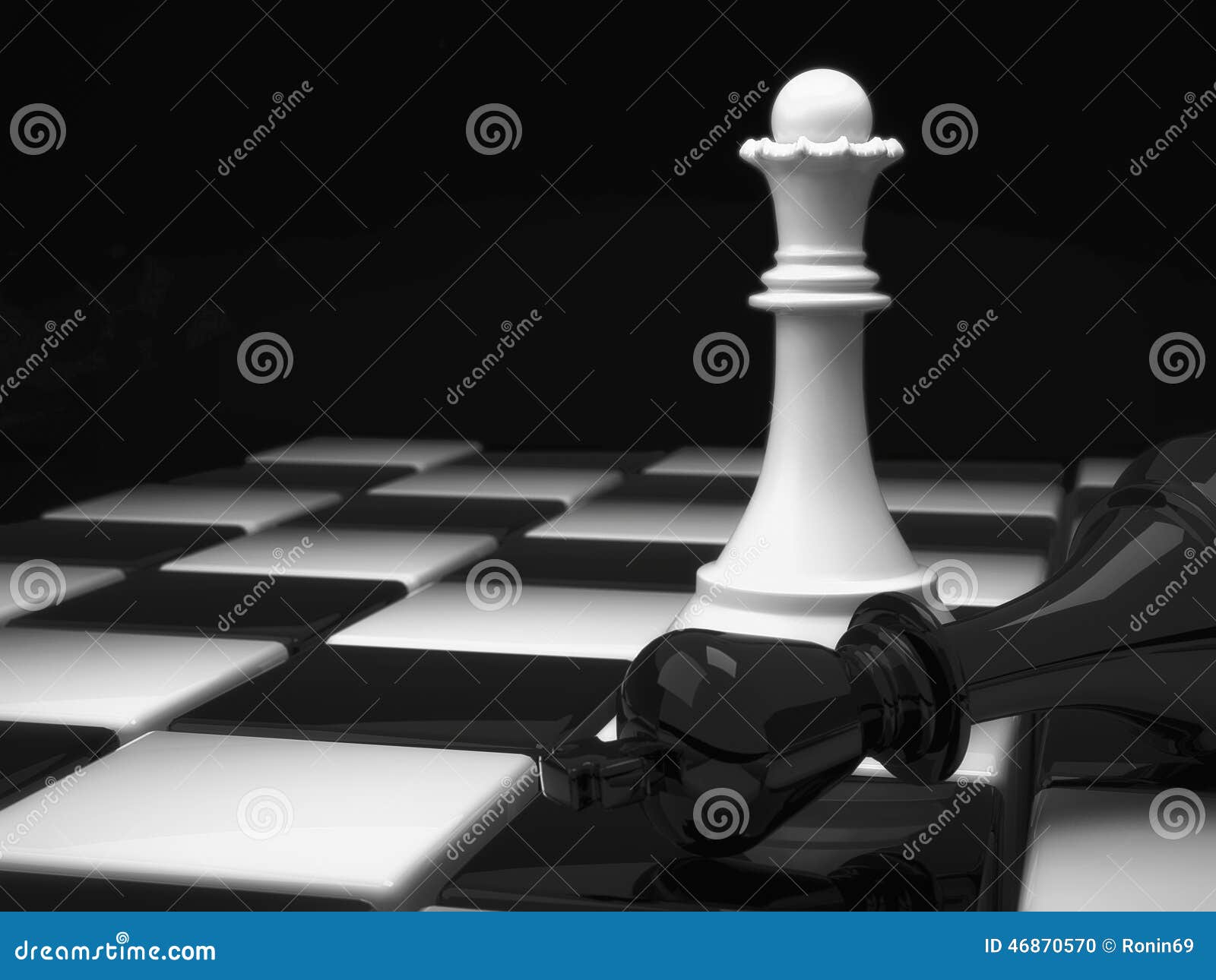 Golden Chess King Defeated Black Queen Pawns Wallpaper White