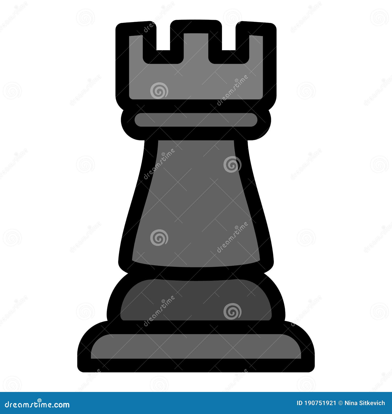 Black and white chess piece rook Royalty Free Vector Image