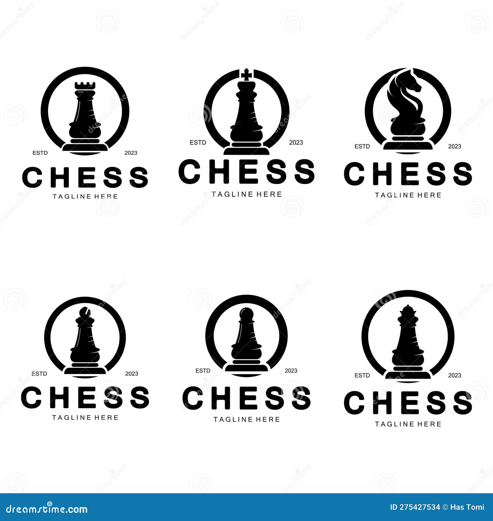 Chess Strategy Game Logo with Horse, King, Pawn, Minister and Rook ...