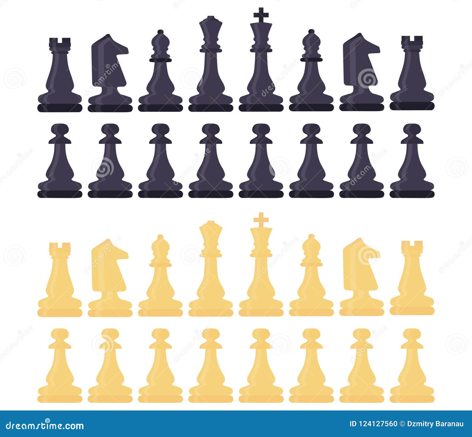 King and queen pieces of chess game Royalty Free Vector