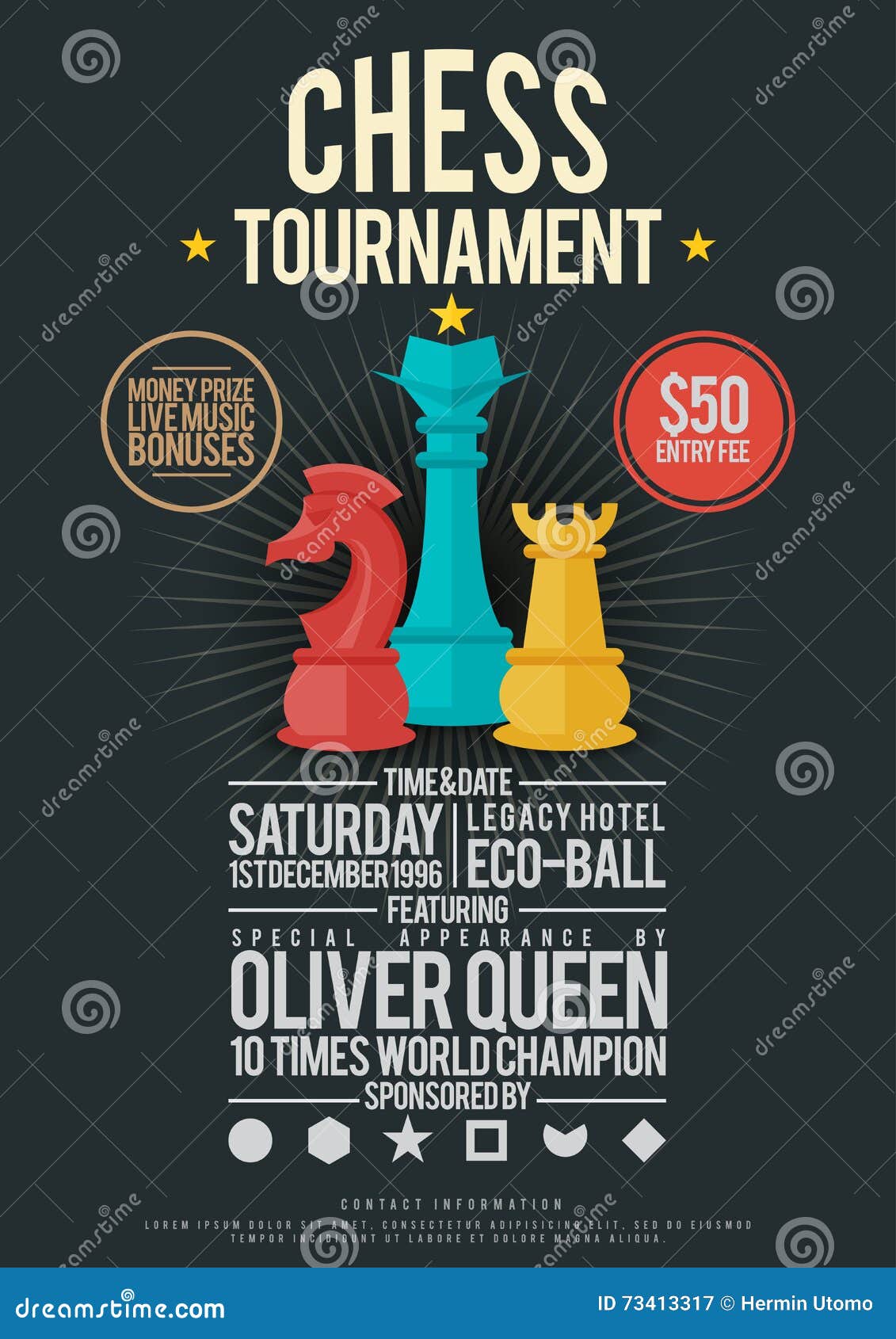 Black And White Chess Tournament Poster Flyer Social Media